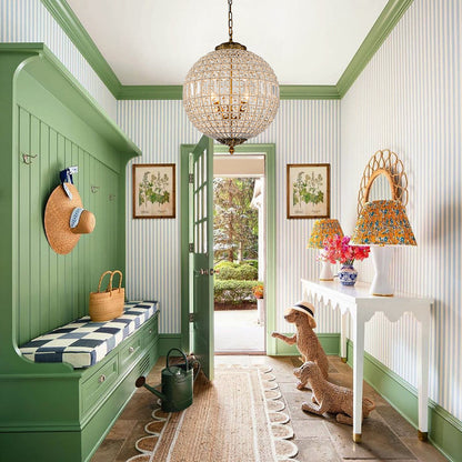 Brass Crystal Globe Chandelier