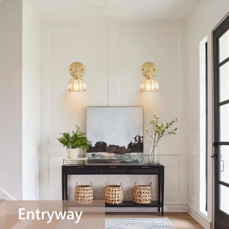 Vintage Brass and Glass Wall Light