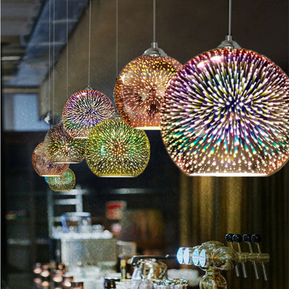 Colorful Firework Glass Globe Pendant Light