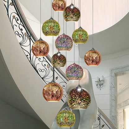 Colorful Firework Glass Globe Pendant Light