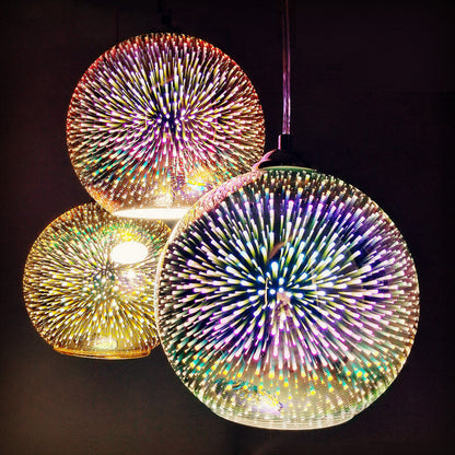 Colorful Firework Glass Globe Pendant Light