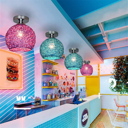 Modern Textured Glass Globe Ceiling Light