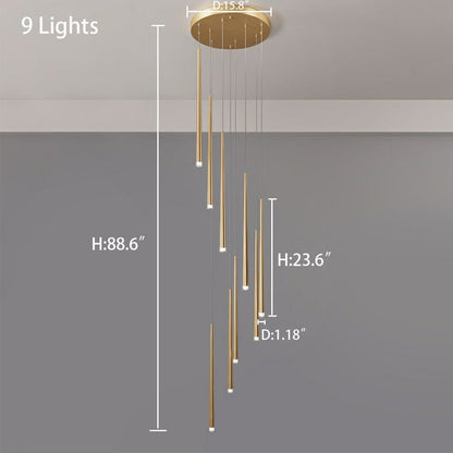 Gold Tube Chandelier