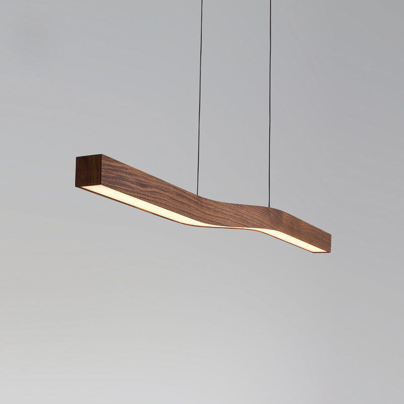 Modern Wooden Wave Linear Pendant Light