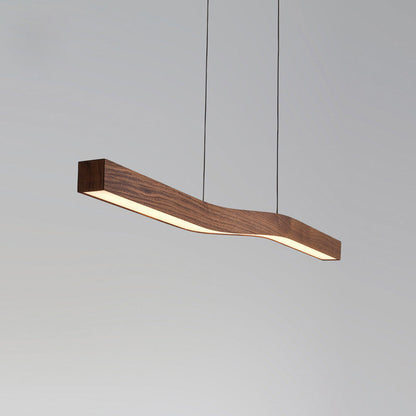 Modern Wooden Wave Linear Pendant Light