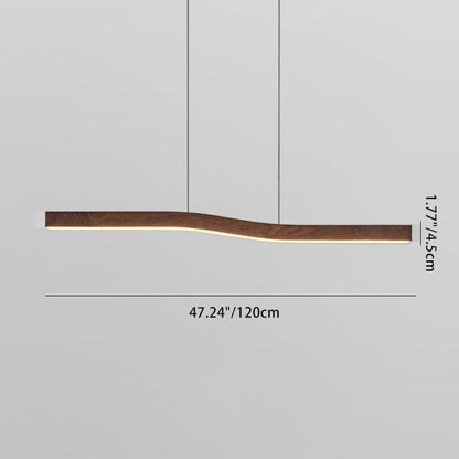 Modern Wooden Wave Linear Pendant Light