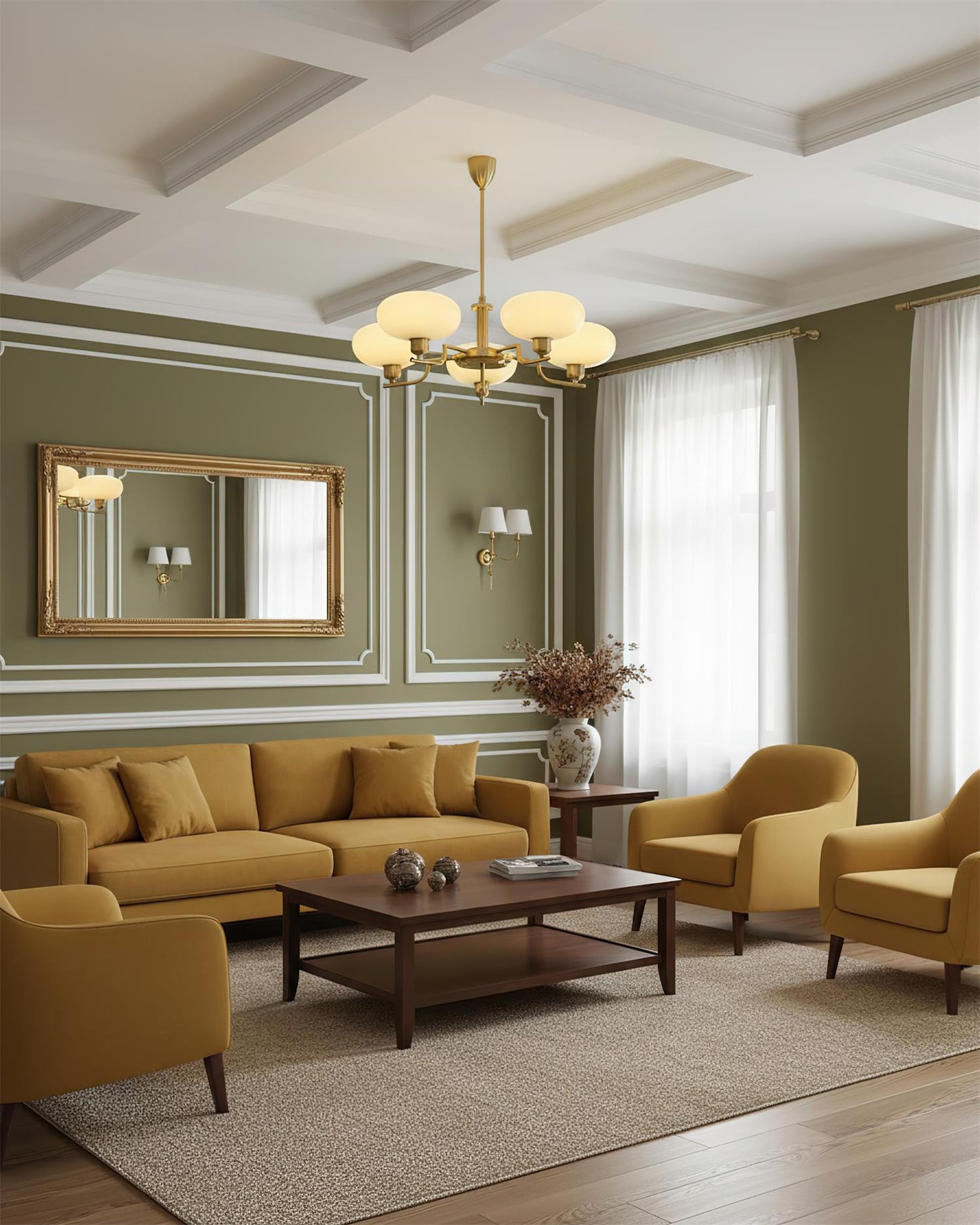 Modern Globe Brass Chandelier