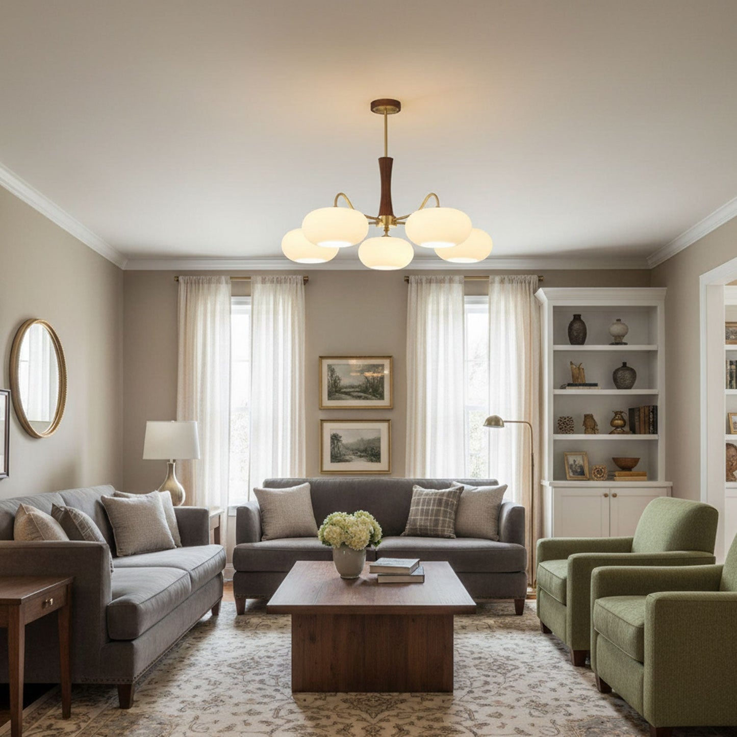 Wooden Brass Chandelier