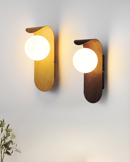 Curved Wood Globe Wall Sconce