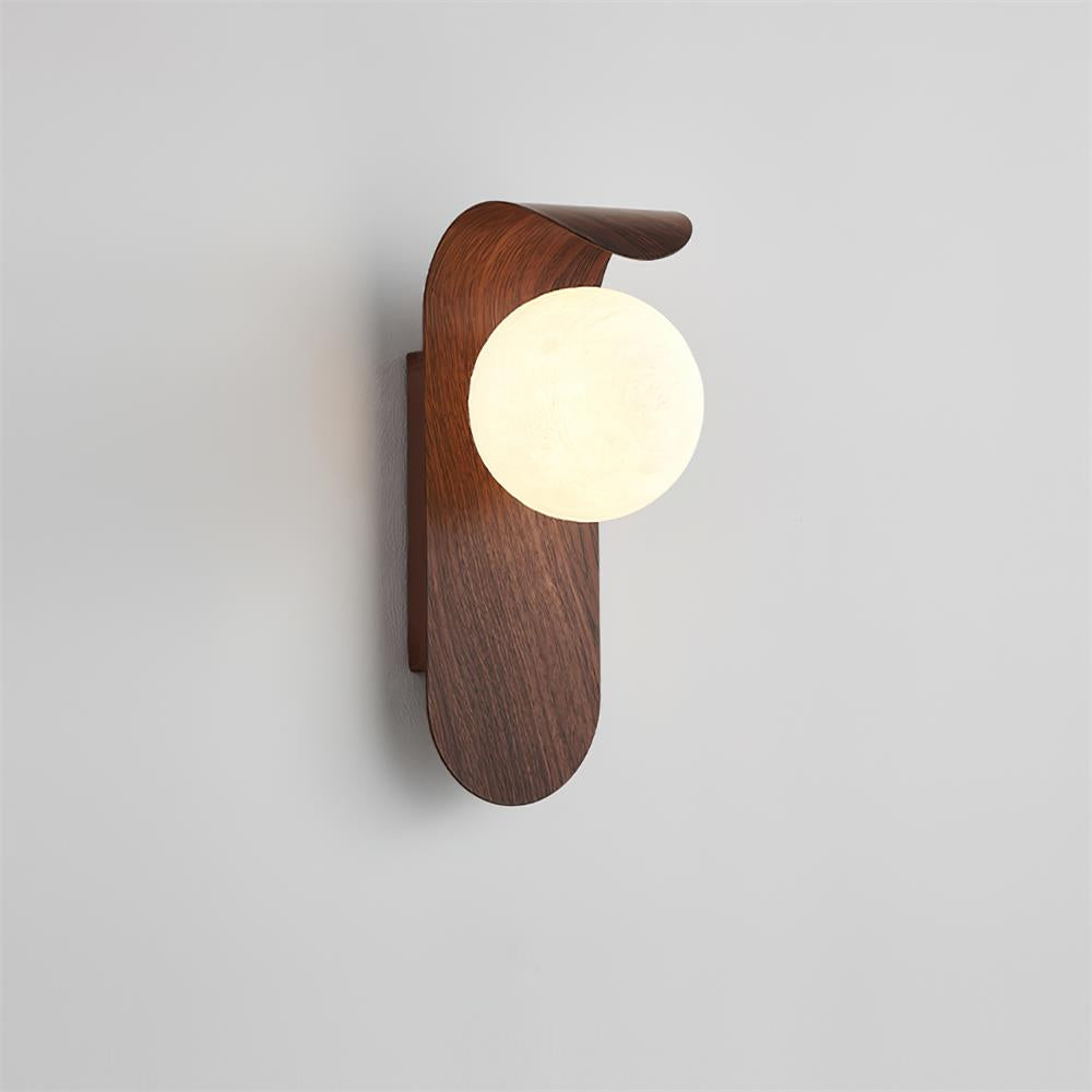 Curved Wood Globe Wall Sconce