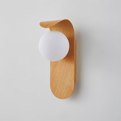 Curved Wood Globe Wall Sconce