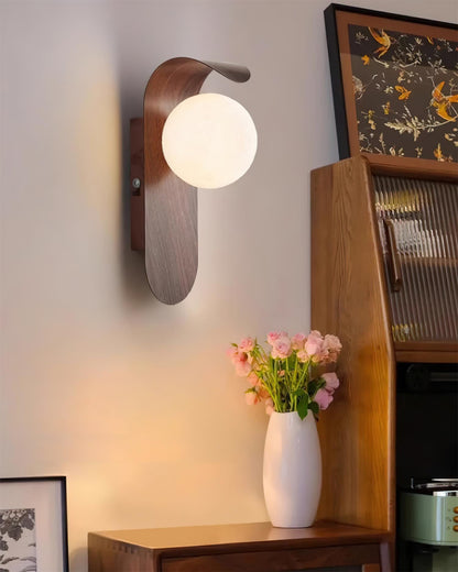 Curved Wood Globe Wall Sconce