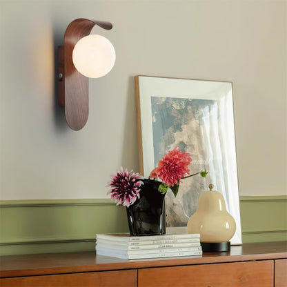 Curved Wood Globe Wall Sconce