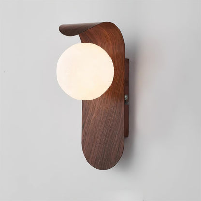 Curved Wood Globe Wall Sconce