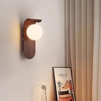 Curved Wood Globe Wall Sconce