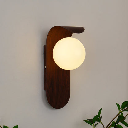 Curved Wood Globe Wall Sconce
