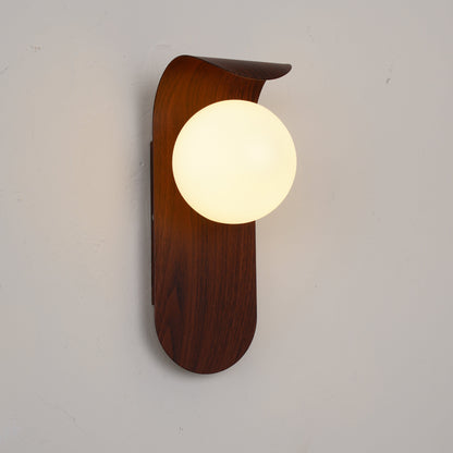 Curved Wood Globe Wall Sconce