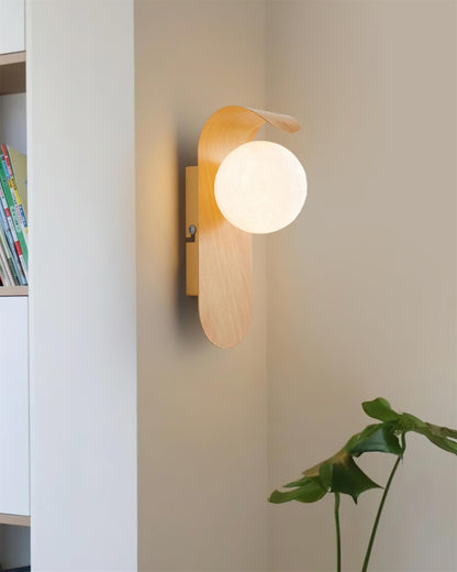 Curved Wood Globe Wall Sconce