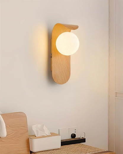 Curved Wood Globe Wall Sconce