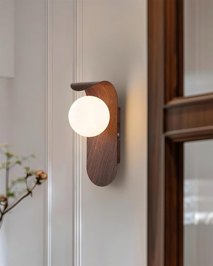 Curved Wood Globe Wall Sconce