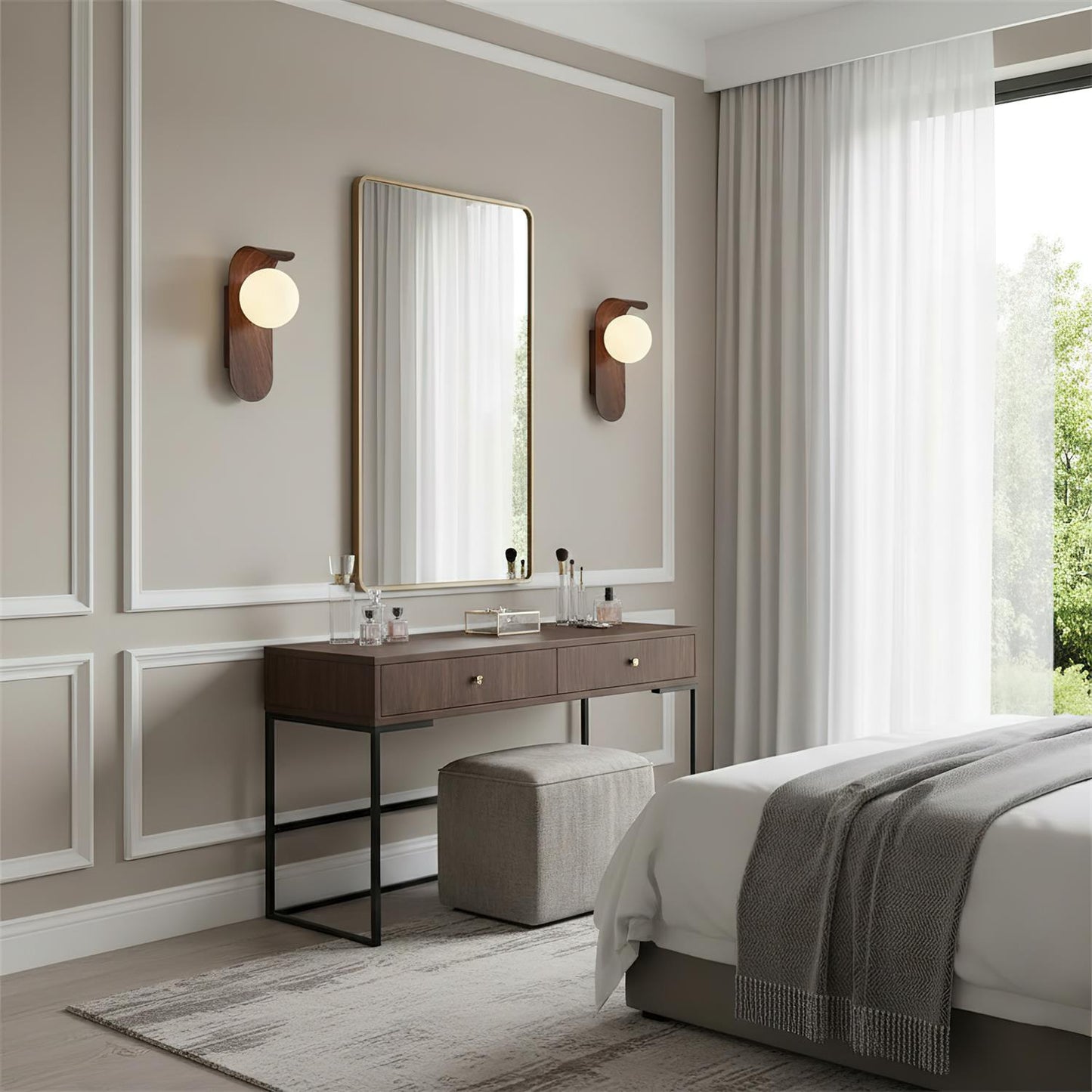 Curved Wood Globe Wall Sconce