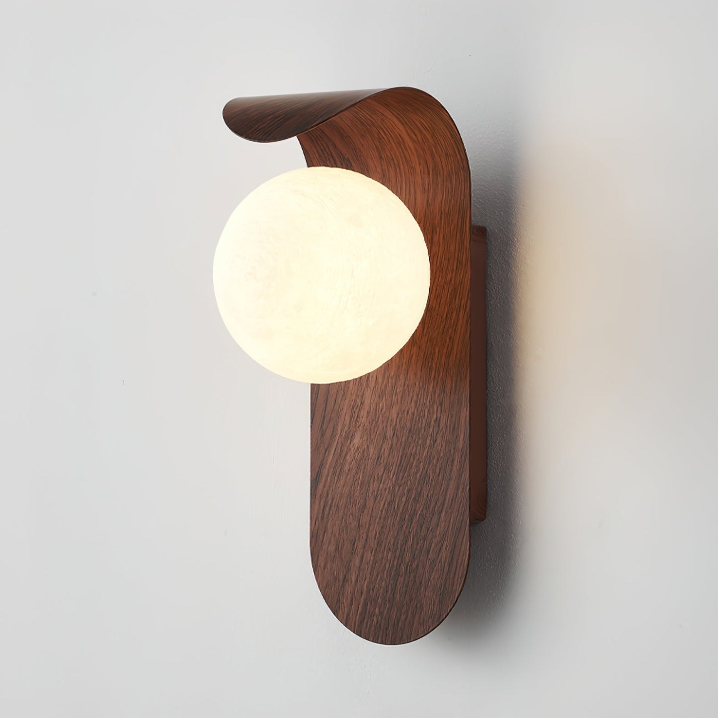 Curved Wood Globe Wall Sconce