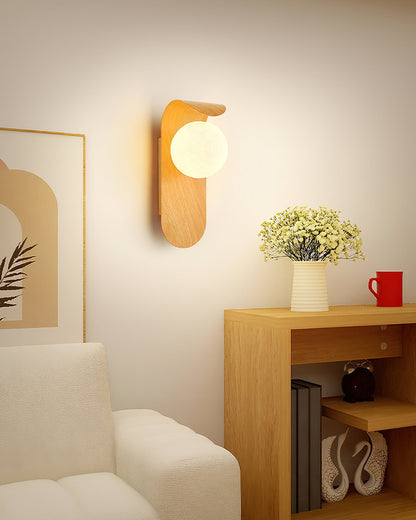 Curved Wood Globe Wall Sconce