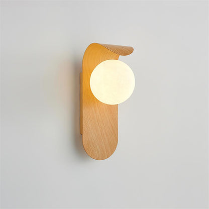 Curved Wood Globe Wall Sconce