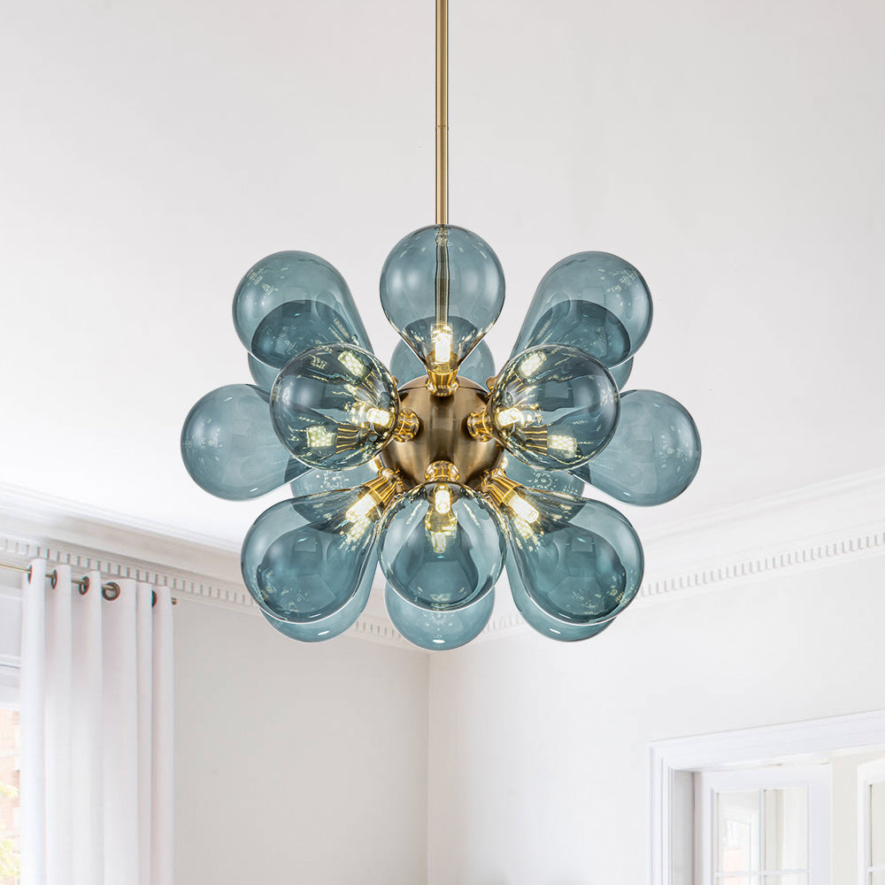 Blue Glass Bubble Chandelier