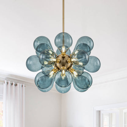 Blue Glass Bubble Chandelier