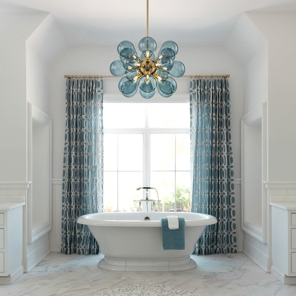 Blue Glass Bubble Chandelier