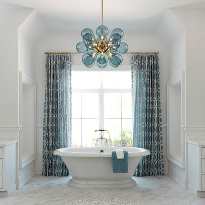 Blue Glass Bubble Chandelier