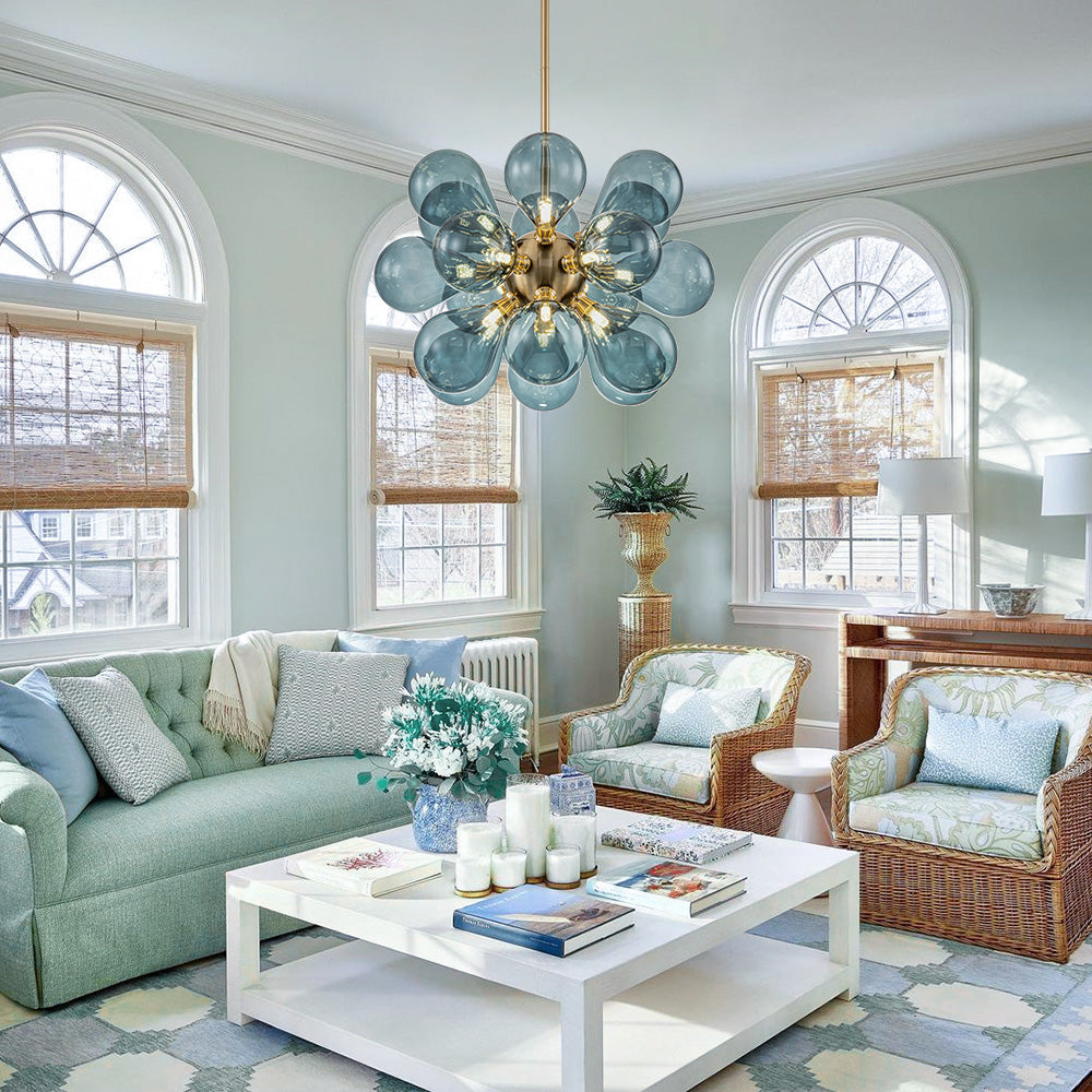 Blue Glass Bubble Chandelier
