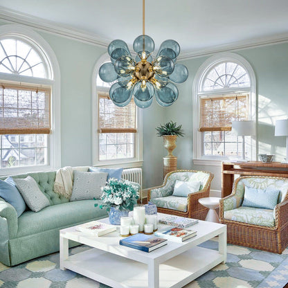 Blue Glass Bubble Chandelier