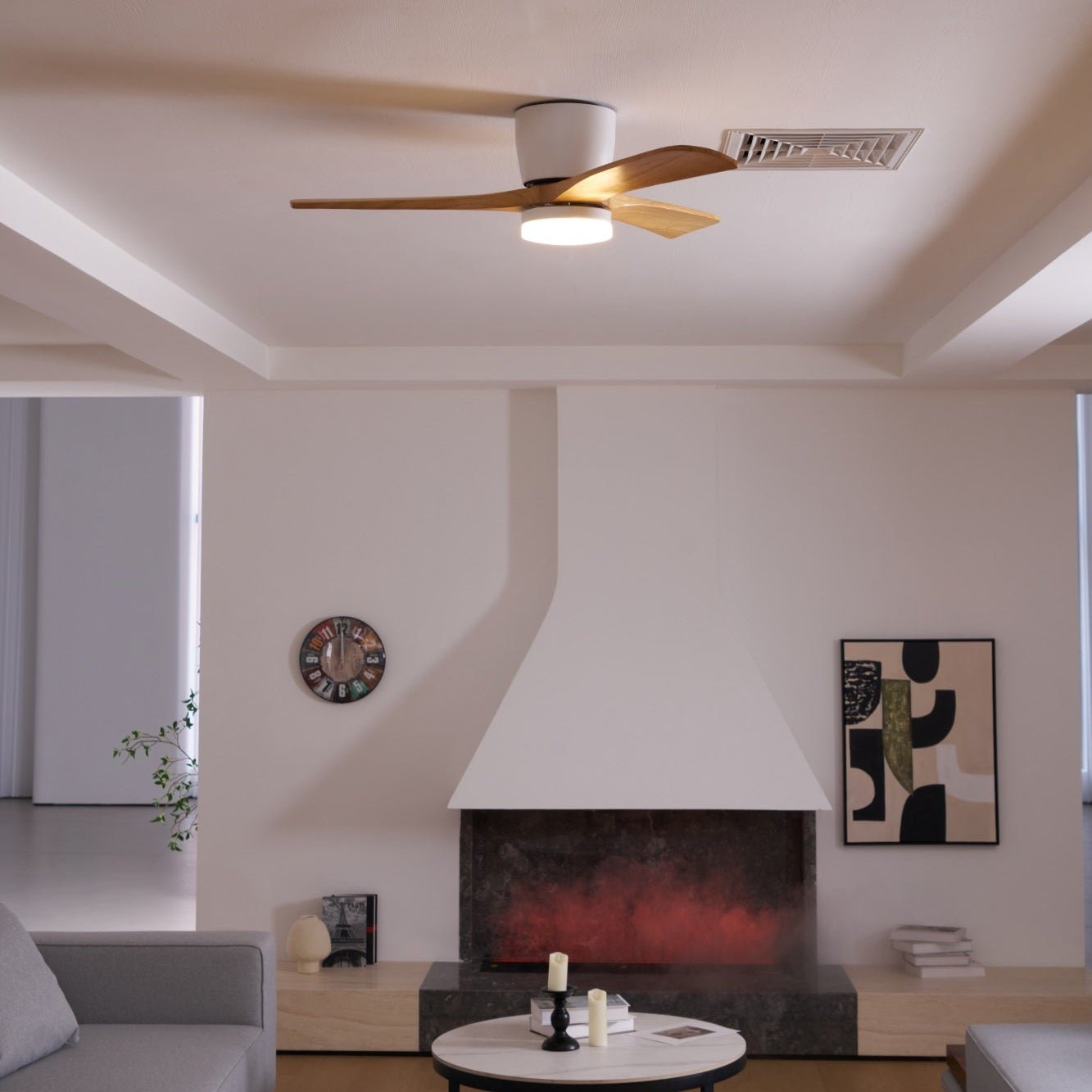 Modern Wooden LED Ceiling Fan Light