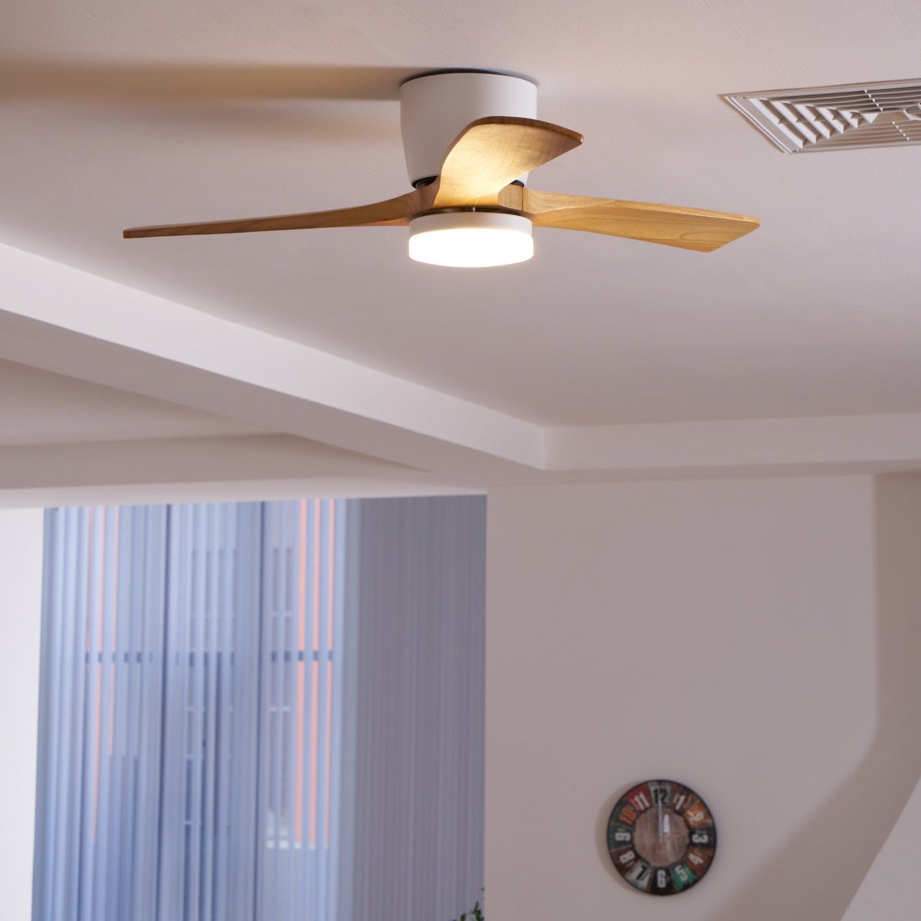 Modern Wooden LED Ceiling Fan Light
