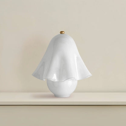 Rayvia French Rretro Handmade White Glass Table Lamp With Copper Accent