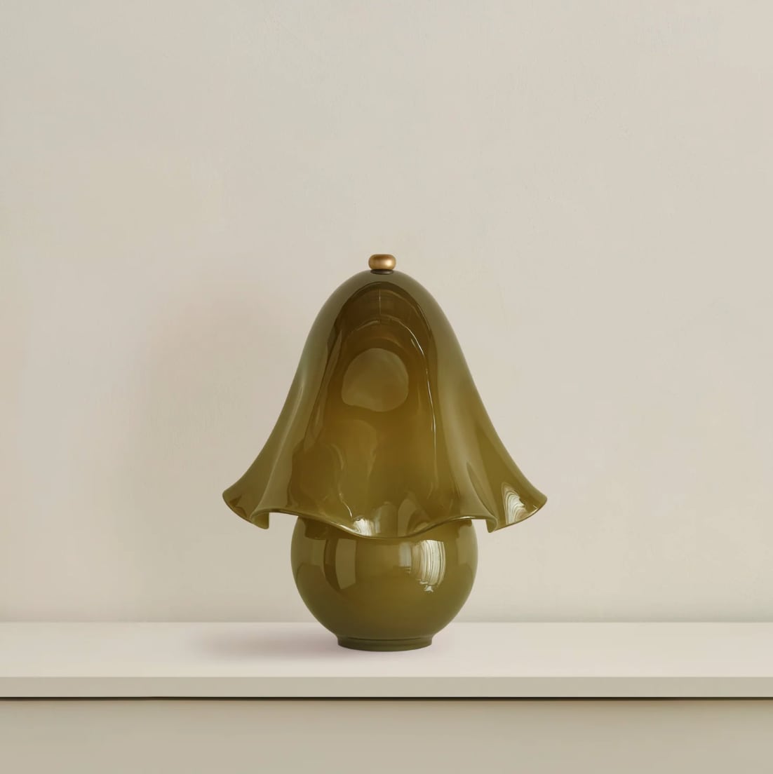 Lumera White Glass Table Lamp with Copper Accent