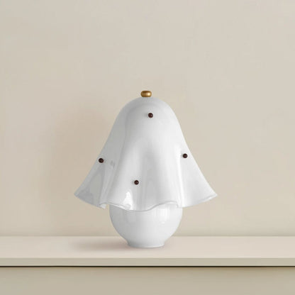 Lumera White Glass Table Lamp with Copper Accent