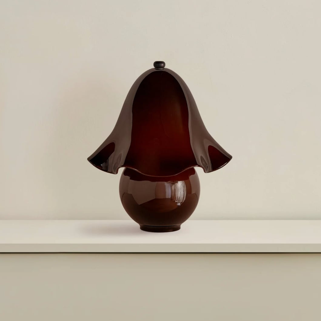 Lumera White Glass Table Lamp with Copper Accent