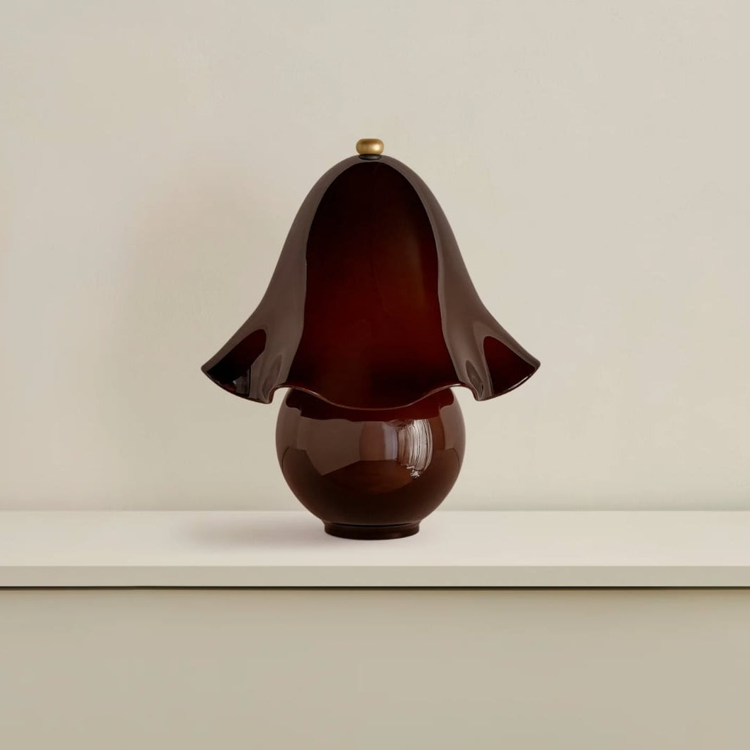 Lumera White Glass Table Lamp with Copper Accent