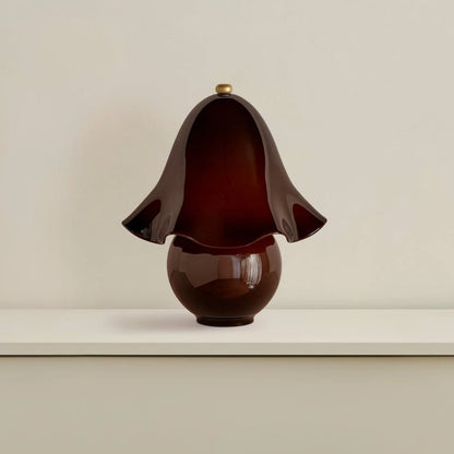 Lumera White Glass Table Lamp with Copper Accent