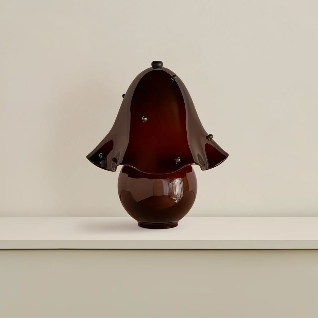 Lumera White Glass Table Lamp with Copper Accent