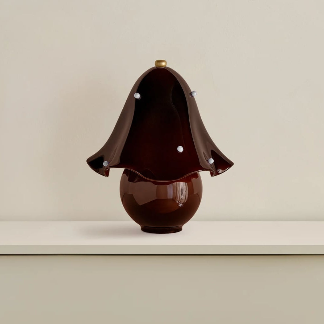 Lumera White Glass Table Lamp with Copper Accent