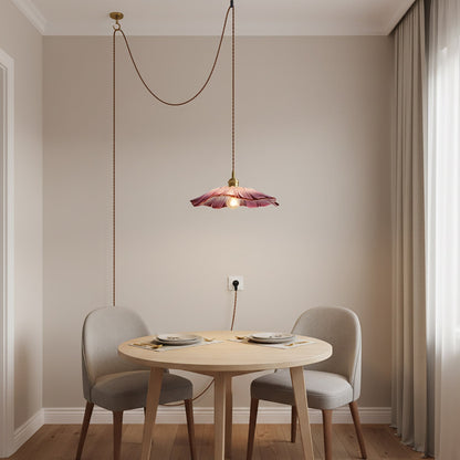 Fluted Glass Bloom Plug-In Pendant Light