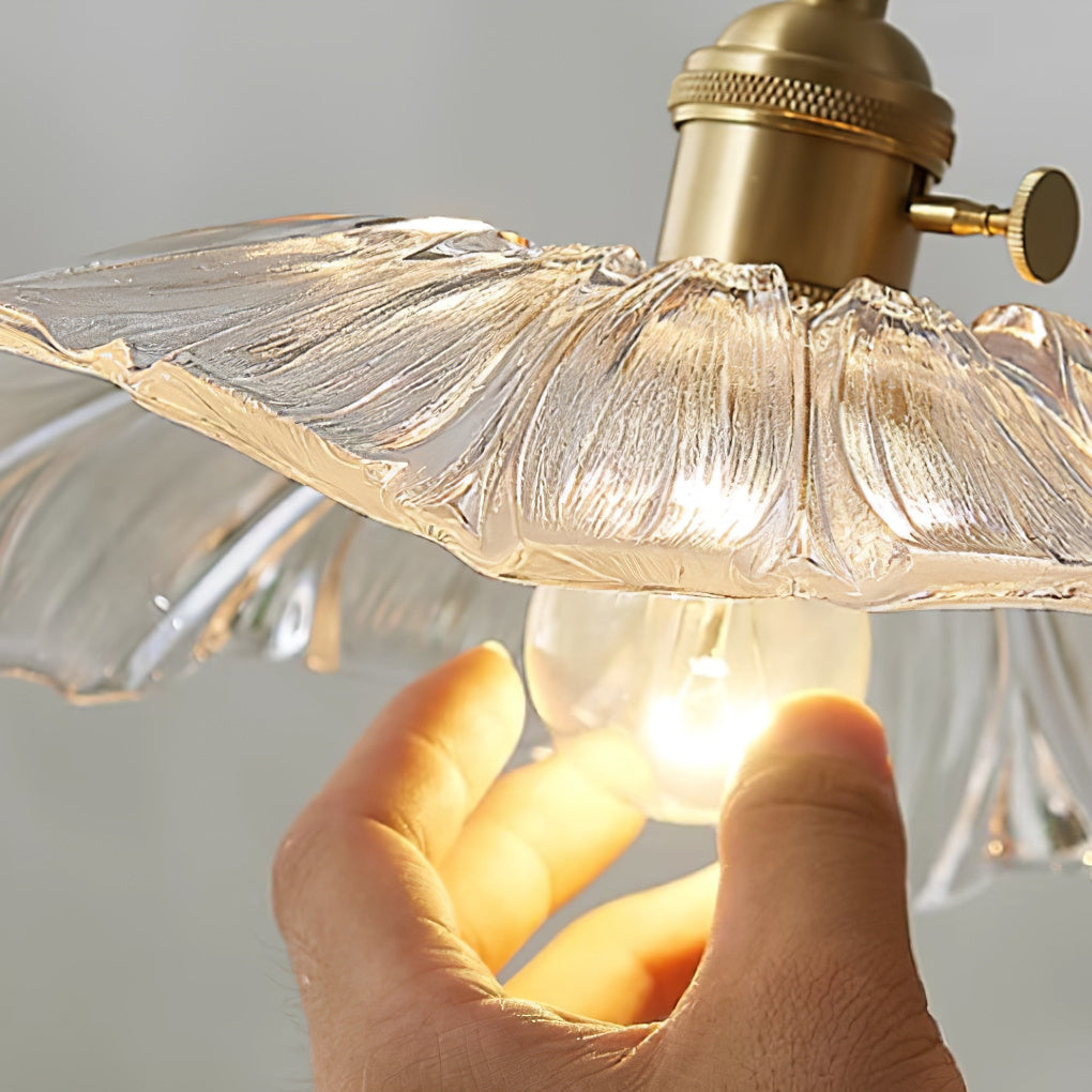 Fluted Glass Bloom Plug-In Pendant Light