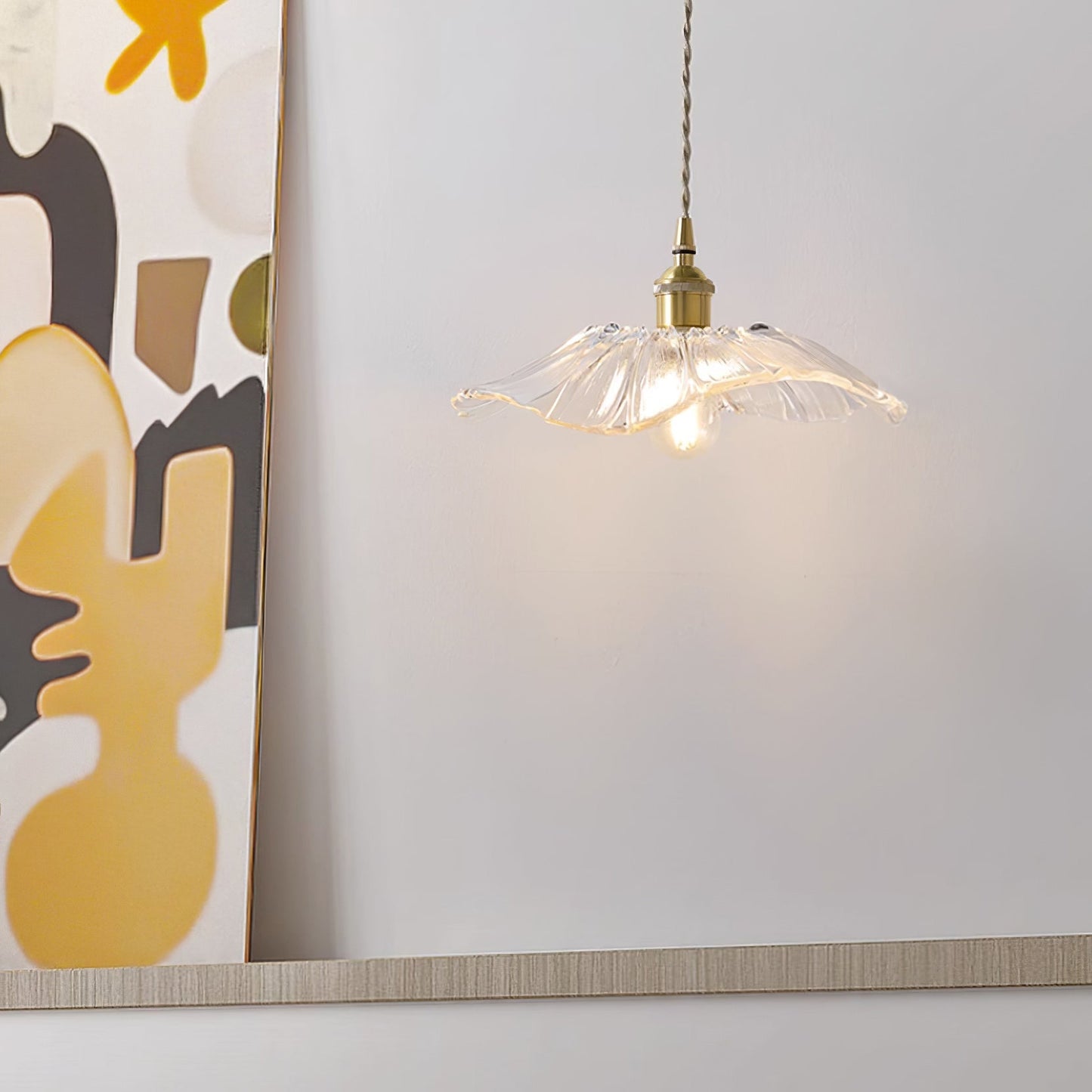 Fluted Glass Bloom Plug-In Pendant Light