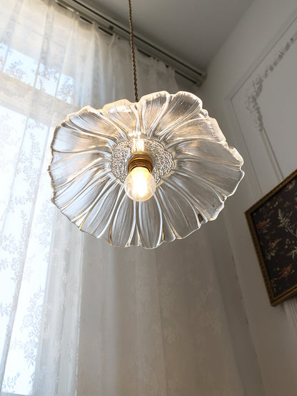 Fluted Glass Bloom Plug-In Pendant Light