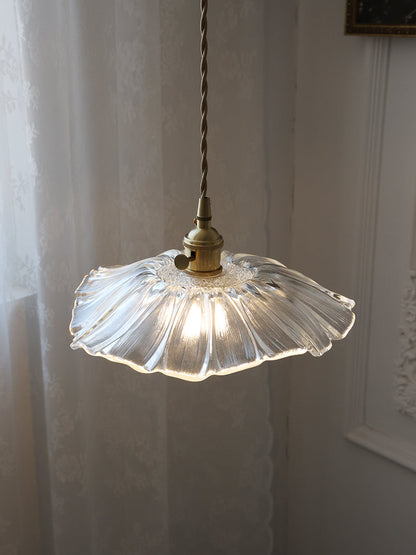 Fluted Glass Bloom Plug-In Pendant Light
