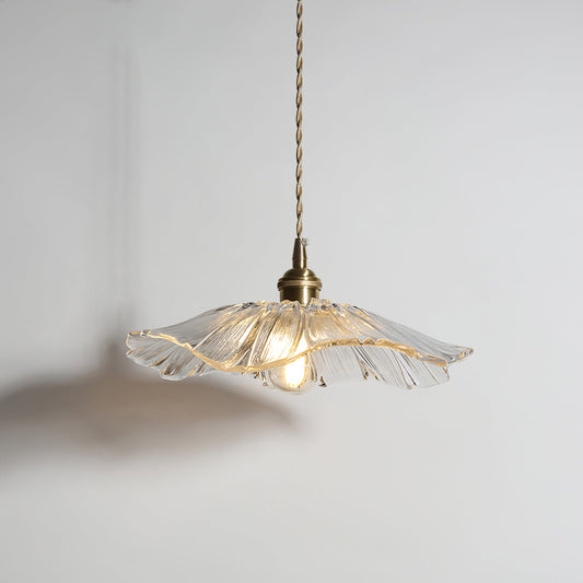 Fluted Glass Bloom Plug-In Pendant Light